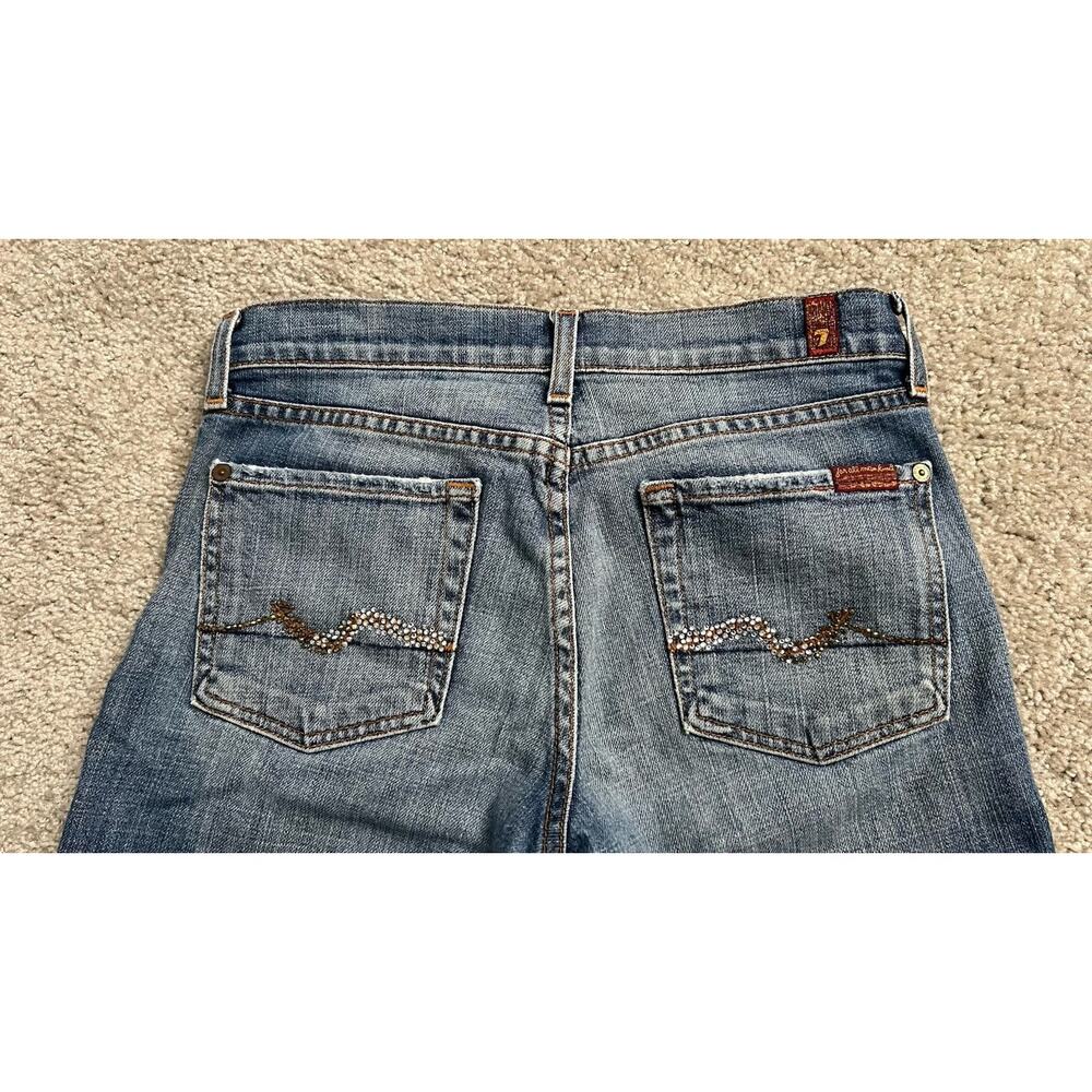 7 For All Mankind Crystal Pocket Jeans Light Blue Crop Bootcut Women Size 27